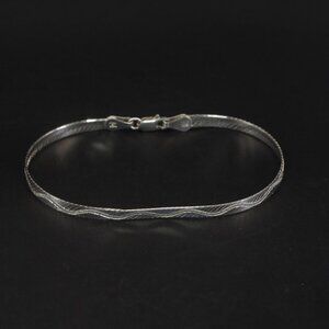 Authentic MILOR ITALY 7.5" Herringbone Diamond Cut Faux Rope Chain Bracelet - 4g